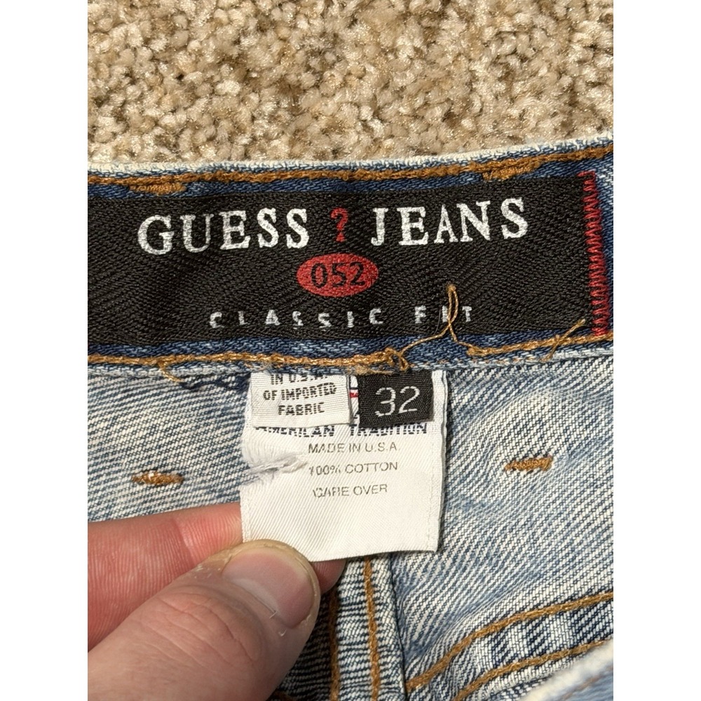 Vintage Guess Jeans Mens 32 Blue Classic Fit Straight Leg Back Logo Y2K 28x29 - Picture 3 of 11